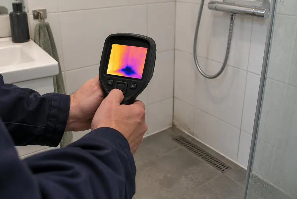 Lekdetectie Zandvoort – lekdetectiespecialist met warmtebeeldcamera in een badkamer