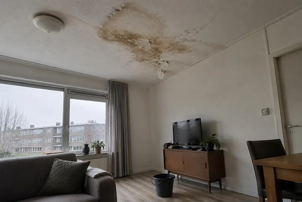 Lekdetectie Zandvoort – vochtplek op het plafond onder een badkamer